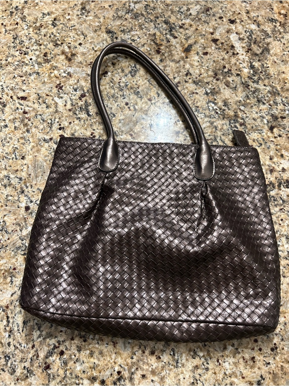 Barr+Barr Woven Leather Tote Brown Shoulder Bag Intrecciato Style Bloomingdale’s